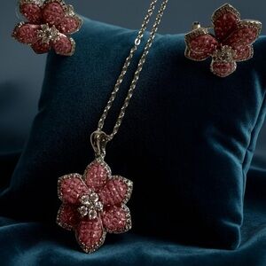 Star Collection 🌟- Elegant Pink Flower Jewelry Set